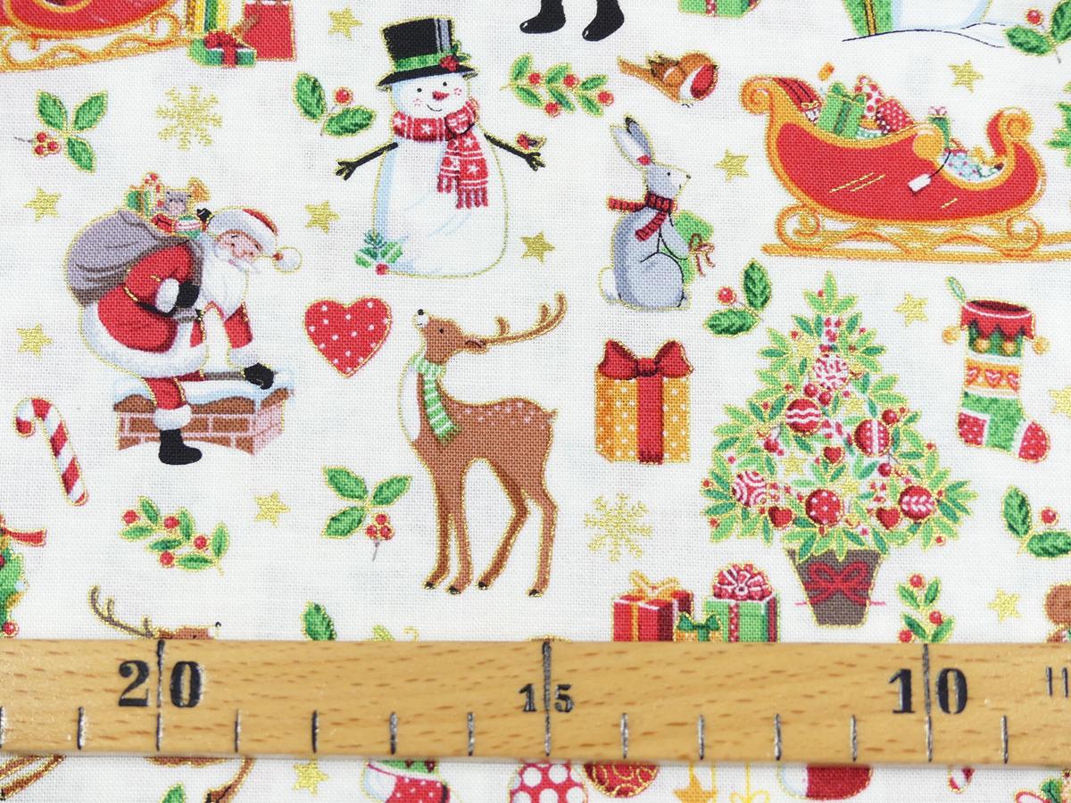 Patchworkstoff Merry Christmas Detailansicht mit Maß